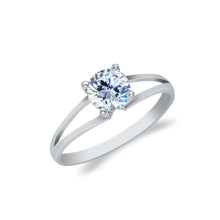 Ioka Jewelry - 14K White Solid Gold Round Cut Cubic Zirconia CZ Wedding Engagement Ring