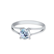 Ioka Jewelry - 14K White Solid Gold Round Cut Cubic Zirconia CZ Wedding Engagement Ring