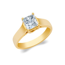 Ioka Jewelry - 14K Solid Gold Princess Cut Cubic Zirconia CZ Wedding Engagement Ring
