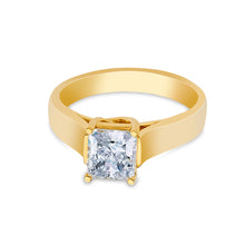 Ioka Jewelry - 14K Solid Gold Princess Cut Cubic Zirconia CZ Wedding Engagement Ring