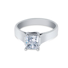 Ioka Jewelry - 14K White Solid Gold Princess Cut Cubic Zirconia CZ Wedding Engagement Ring