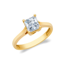 Ioka Jewelry - 14K Solid Gold Princess Cut Cubic Zirconia CZ Wedding Engagement Ring