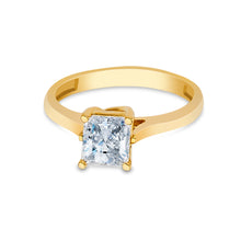 Ioka Jewelry - 14K Solid Gold Princess Cut Cubic Zirconia CZ Wedding Engagement Ring