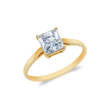 Ioka Jewelry - 14K Solid Gold Princess Cut Cubic Zirconia CZ Wedding Engagement Ring