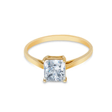 Ioka Jewelry - 14K Solid Gold Princess Cut Cubic Zirconia CZ Wedding Engagement Ring