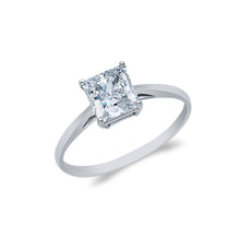 Ioka Jewelry - 14K White Solid Gold Princess Cut Cubic Zirconia CZ Wedding Engagement Ring