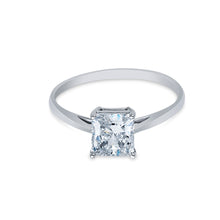 Ioka Jewelry - 14K White Solid Gold Princess Cut Cubic Zirconia CZ Wedding Engagement Ring