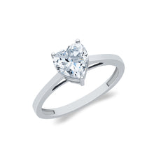 Ioka Jewelry - 14K White Solid Gold Heart Cut Cubic Zirconia CZ Wedding Engagement Ring