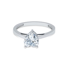 Ioka Jewelry - 14K White Solid Gold Heart Cut Cubic Zirconia CZ Wedding Engagement Ring