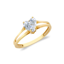Ioka Jewelry - 14K Solid Gold Heart Cut Cubic Zirconia CZ Wedding Engagement Ring