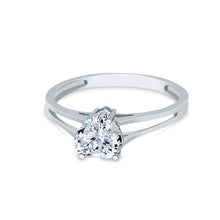 Ioka Jewelry - 14K White Solid Gold Heart Cut Cubic Zirconia CZ Wedding Engagement Ring
