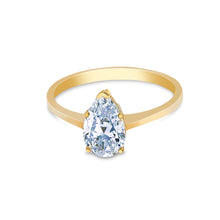 Ioka Jewelry - 14K Solid Gold 1 Ct. Pear Cut Cubic Zirconia CZ Wedding Engagement Ring