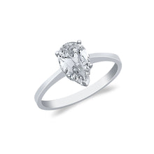 Ioka Jewelry - 14K White Solid Gold 1 Ct. Pear Cut Cubic Zirconia CZ Wedding Engagement Ring