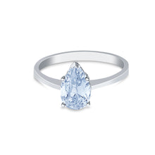 Ioka Jewelry - 14K White Solid Gold 1 Ct. Pear Cut Cubic Zirconia CZ Wedding Engagement Ring
