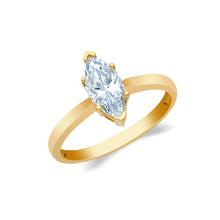 Ioka Jewelry - 14K Solid Gold Marquise Cut Cubic Zirconia CZ Wedding Engagement Ring
