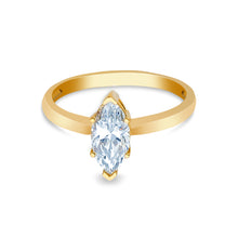 Ioka Jewelry - 14K Solid Gold Marquise Cut Cubic Zirconia CZ Wedding Engagement Ring