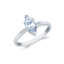 Ioka Jewelry - 14K White Solid Gold Marquise Cut Cubic Zirconia CZ Wedding Engagement Ring