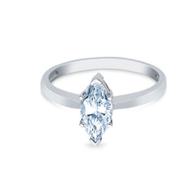 Ioka Jewelry - 14K White Solid Gold Marquise Cut Cubic Zirconia CZ Wedding Engagement Ring