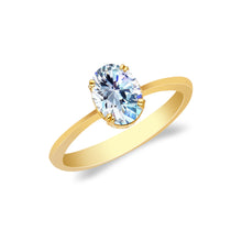 Ioka Jewelry - 14K Solid Gold Oval Cut Cubic Zirconia CZ Wedding Engagement Ring
