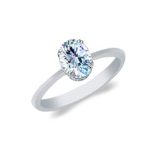 Ioka Jewelry - 14K White Solid Gold Oval Cut Cubic Zirconia CZ Wedding Engagement Ring