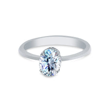 Ioka Jewelry - 14K White Solid Gold Oval Cut Cubic Zirconia CZ Wedding Engagement Ring