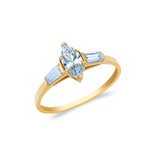 Ioka Jewelry - 14K Solid Gold 0.75 Ct. Marquise Cut Cubic Zirconia CZ Wedding Engagement Ring