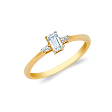 Ioka Jewelry - 14K Solid Gold 0.75 Baguette Cut Cubic Zirconia CZ Wedding Engagement Ring