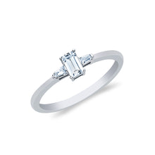 Ioka Jewelry - 14K White Solid Gold 0.75 Baguette Cut Cubic Zirconia CZ Wedding Engagement Ring
