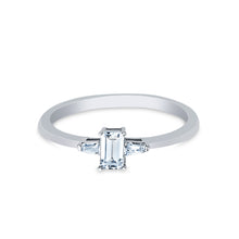 Ioka Jewelry - 14K White Solid Gold 0.75 Baguette Cut Cubic Zirconia CZ Wedding Engagement Ring