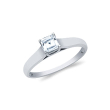 Ioka Jewelry - 14K White Solid Gold 0.75 Princess Cut Cubic Zirconia CZ Wedding Engagement Ring
