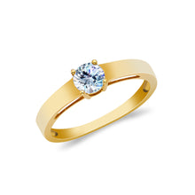 Ioka Jewelry - 14K Solid Gold 0.75 Round Cut Cubic Zirconia CZ Wedding Engagement Ring