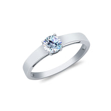 Ioka Jewelry - 14K White Solid Gold 0.75 Round Cut Cubic Zirconia CZ Wedding Engagement Ring