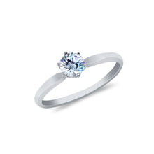 Ioka Jewelry - 14K White Solid Gold 0.5 Ct. Round Cut Solitaire Cubic Zirconia CZ Wedding Engagement Ring