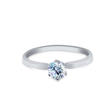 Ioka Jewelry - 14K White Solid Gold 0.5 Ct. Round Cut Solitaire Cubic Zirconia CZ Wedding Engagement Ring
