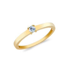 Ioka Jewelry - 14K Solid Gold 0.1 Ct. Round Cut Solitaire Cubic Zirconia CZ Wedding Engagement Ring