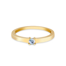 Ioka Jewelry - 14K Solid Gold 0.1 Ct. Round Cut Solitaire Cubic Zirconia CZ Wedding Engagement Ring