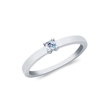 Ioka Jewelry - 14K White Solid Gold 0.1 Ct. Round Cut Solitaire Cubic Zirconia CZ Wedding Engagement Ring