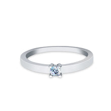 Ioka Jewelry - 14K White Solid Gold 0.1 Ct. Round Cut Solitaire Cubic Zirconia CZ Wedding Engagement Ring
