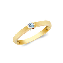Ioka Jewelry - 14K Solid Gold 0.1 Ct. Round Cut Solitaire Cubic Zirconia CZ Wedding Engagement Ring