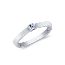 Ioka Jewelry - 14K White Solid Gold 0.1 Ct. Round Cut Solitaire Cubic Zirconia CZ Wedding Engagement Ring