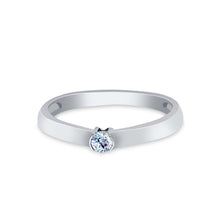 Ioka Jewelry - 14K White Solid Gold 0.1 Ct. Round Cut Solitaire Cubic Zirconia CZ Wedding Engagement Ring