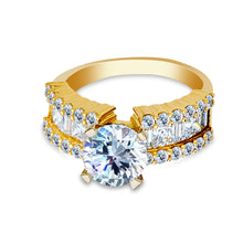 Ioka Jewelry - 14K Solid Gold 1.5 Ct. Round Cut Cubic Zirconia CZ Wedding Engagement Ring