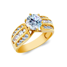 Ioka Jewelry - 14K Solid Gold 1.5 Ct. Round Cut Cubic Zirconia CZ Wedding Engagement Ring
