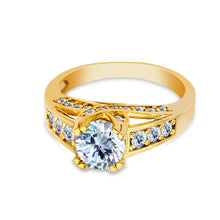 Ioka Jewelry - 14K Solid Gold 1.25 Ct. Round Cut Cubic Zirconia CZ Wedding Engagement Ring