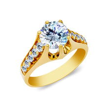 Ioka Jewelry - 14K Solid Gold 1.5 Ct Round Cut Cubic Zirconia CZ Wedding Engagement Ring