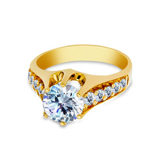Ioka Jewelry - 14K Solid Gold 1.5 Ct Round Cut Cubic Zirconia CZ Wedding Engagement Ring