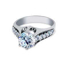 Ioka Jewelry - 14K White Solid Gold 1.5 Ct Round Cut Cubic Zirconia CZ Wedding Engagement Ring