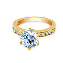 Ioka Jewelry - 14K Solid Gold 2.25 Ct Round Cut Solitaire Cubic Zirconia CZ Wedding Engagement Ring