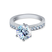 Ioka Jewelry - 14K White Solid Gold 2.25 Ct Round Cut Solitaire Cubic Zirconia CZ Wedding Engagement Ring