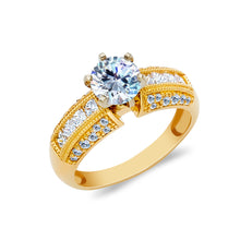 Ioka Jewelry - 14K Solid Gold 1 Ct. Round Cut Cubic Zirconia CZ Wedding Engagement Ring